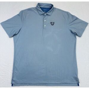 Johnnie-O Polo Shirt Men XL Blue Polka Dot Performance Stretch Short Sleeve Golf
